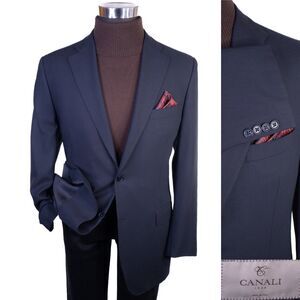CANALI Travel Water Resistant Blazer Sport Coat Casual Jacket Sz 42L Wool Blue